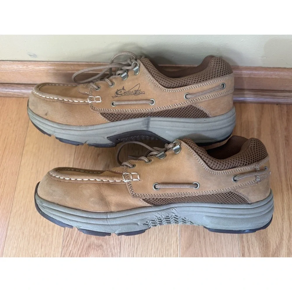 World Wide Sportsman Blue Water boat shoes in tan. Size 11.5
